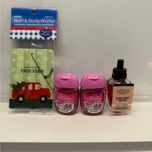 Bath and body works assorted holiday themed bundle; tree farm, peppermint